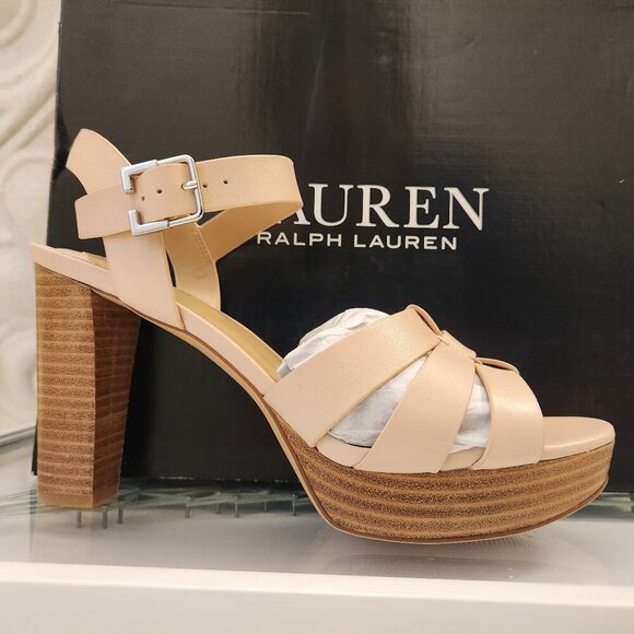Ralph Lauren " Soffia" Soft Pink Nappa Platform Sandals. NIB. Size 10 - Picture 1 of 10
